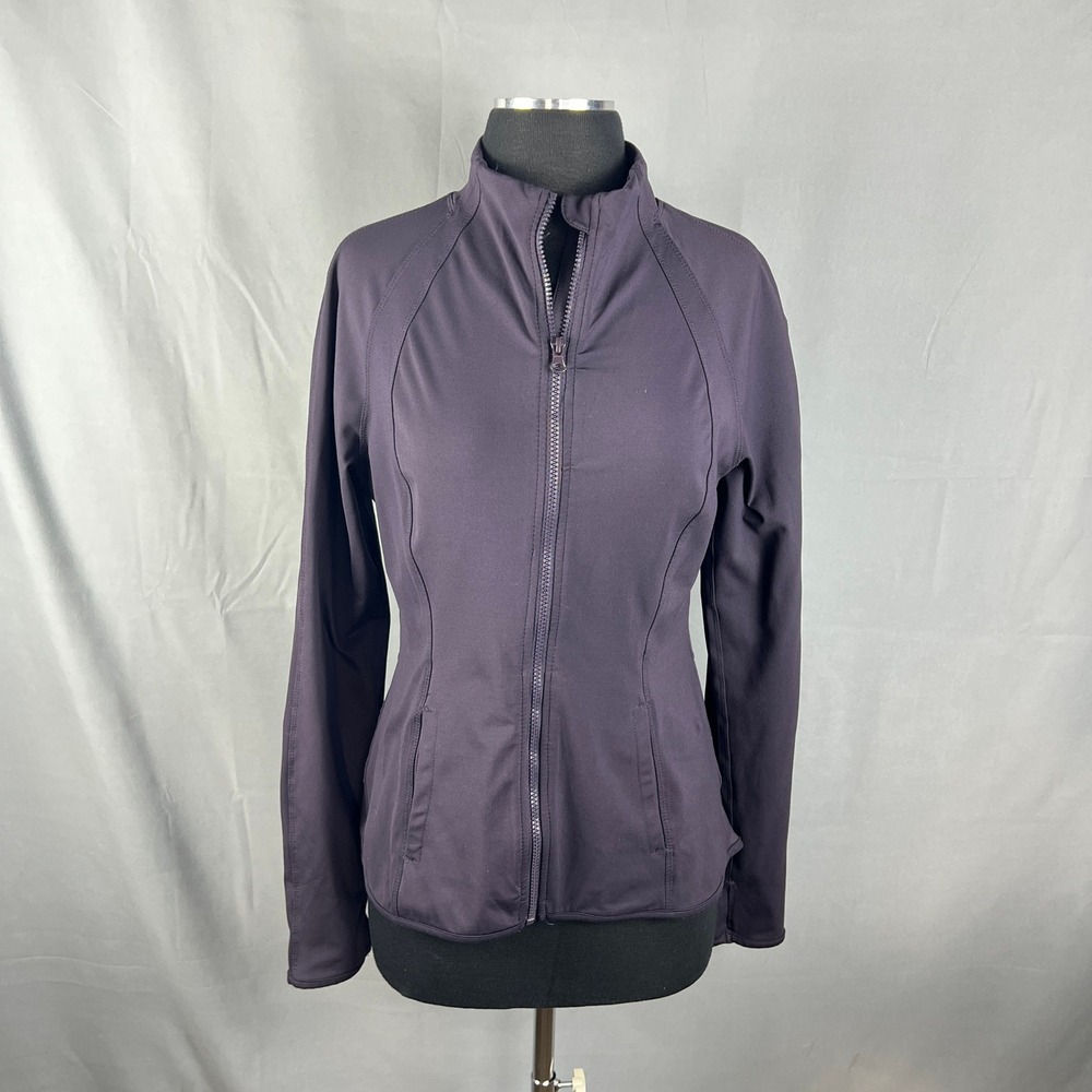 Yogalicious Track Jacket Womens M Purple Stretch Mock Neck Full Zip Athleisure
